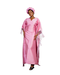 Adaora Silk Kaftan Bubu Fringe Dress