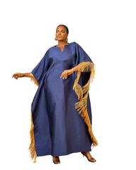 Adaora Silk Kaftan Bubu Fringe Dress