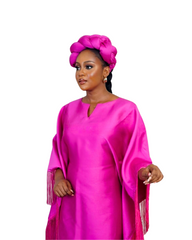Adaora Silk Kaftan Bubu Fringe Dress