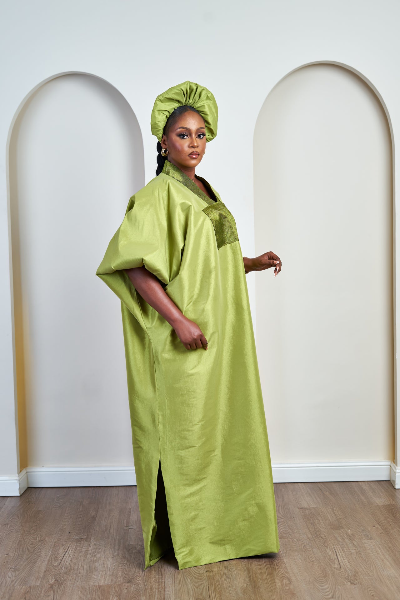 Green kaftan dress hotsell